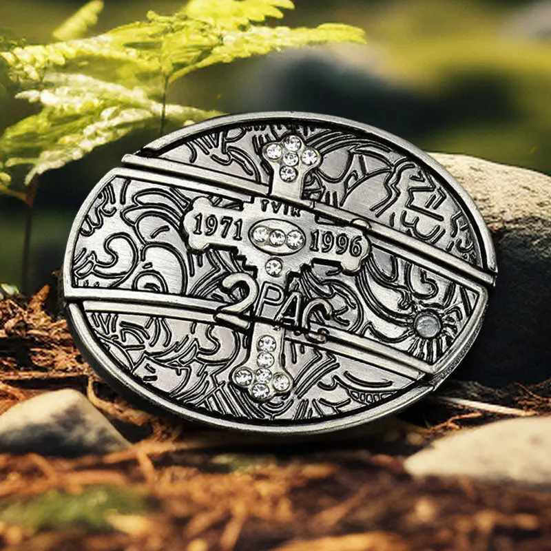 Men's DIY Small Cross Hidden Folding Knife Leather Belt