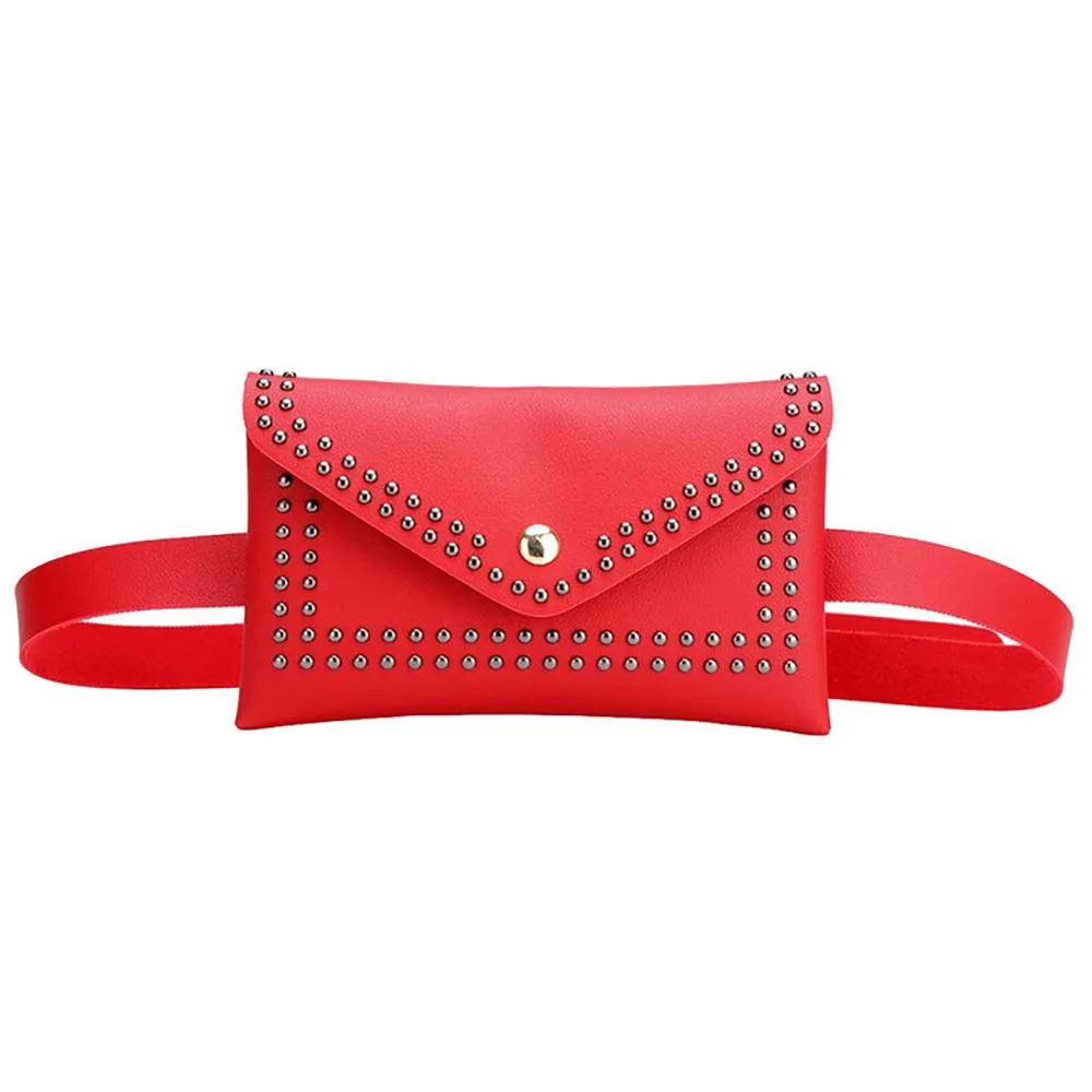 Minimalist Solid Color Rivet Waist Bags