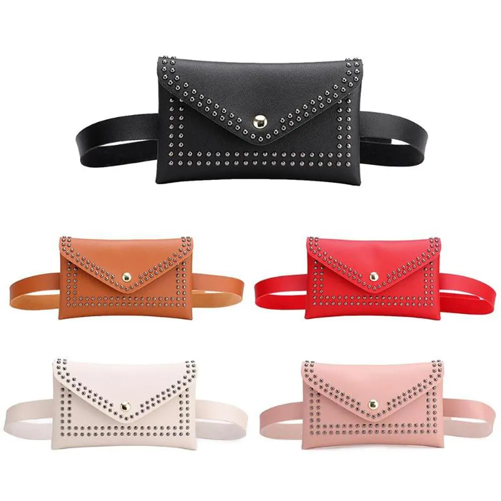 Minimalist Solid Color Rivet Waist Bags
