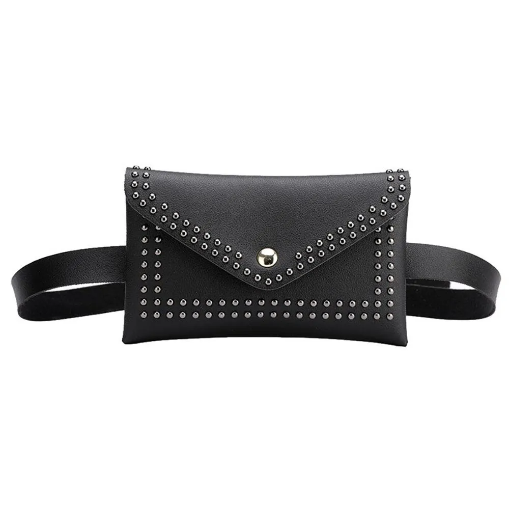 Minimalist Solid Color Rivet Waist Bags