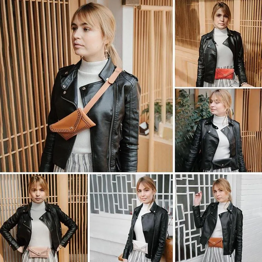 Minimalist Solid Color Rivet Waist Bags