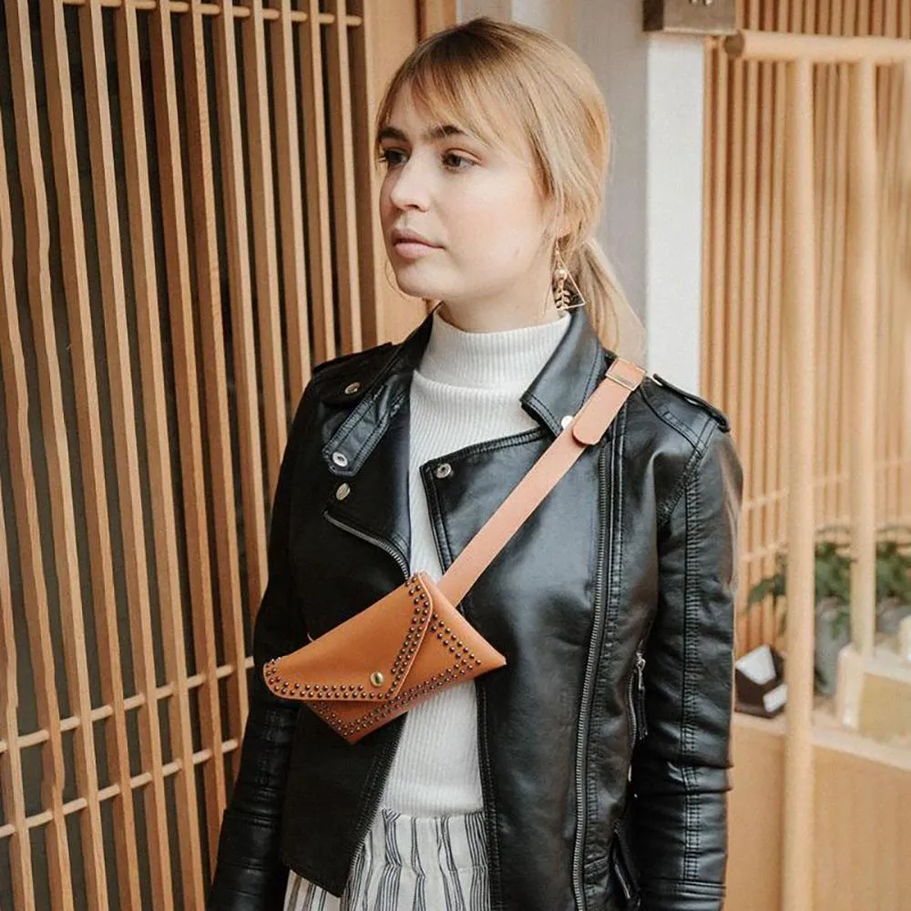 Minimalist Solid Color Rivet Waist Bags