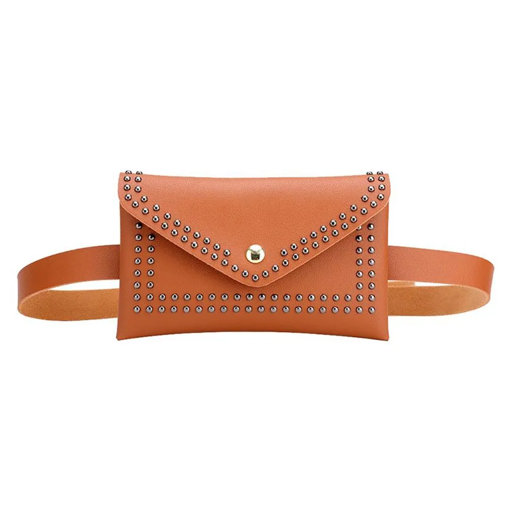 Minimalist Solid Color Rivet Waist Bags