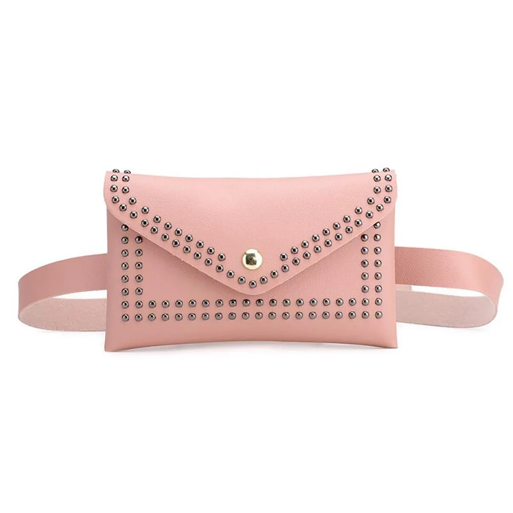 Minimalist Solid Color Rivet Waist Bags