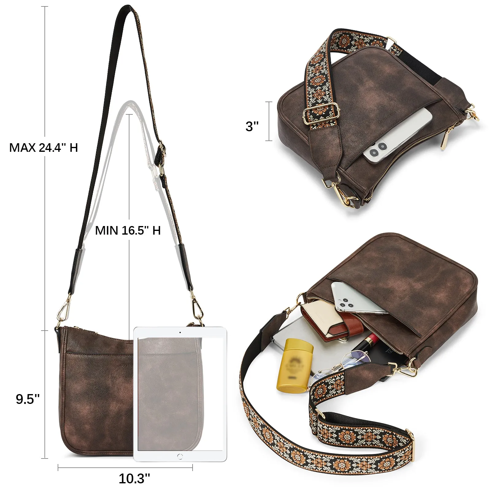 Nola Colorful straps Medium Hobo Crossbody Bag
