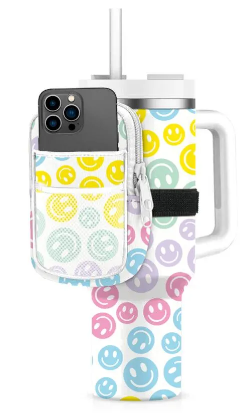 Pastel Happy Face Wholesale Tumbler Belt Bags