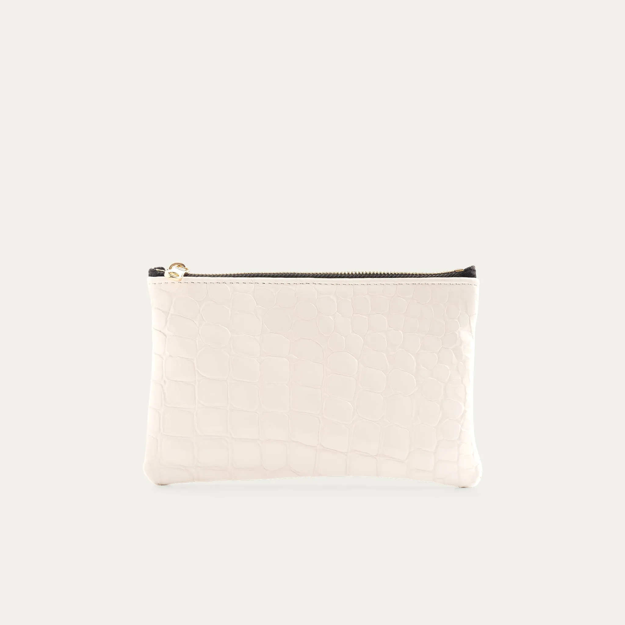 Pauly Pouch Organizer | White Croc Patent Leather   Gold Hardware