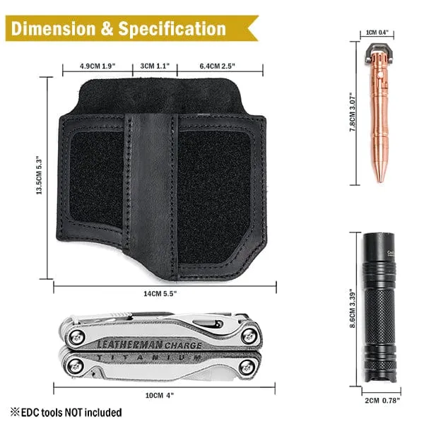 PL8 Multitool Sheath, EDC Leather Organizer Sheath with DIY Patch Area