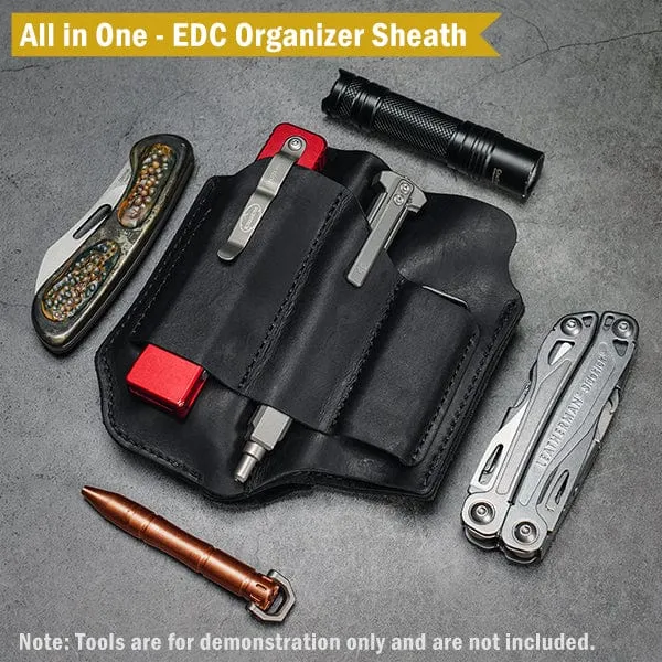 PL8 Multitool Sheath, EDC Leather Organizer Sheath with DIY Patch Area