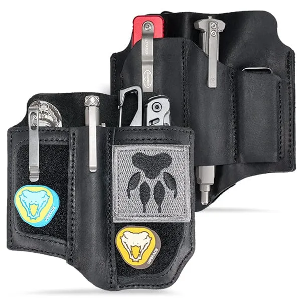 PL8 Multitool Sheath, EDC Leather Organizer Sheath with DIY Patch Area