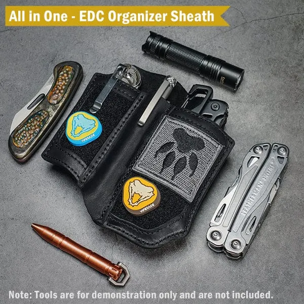 PL8 Multitool Sheath, EDC Leather Organizer Sheath with DIY Patch Area