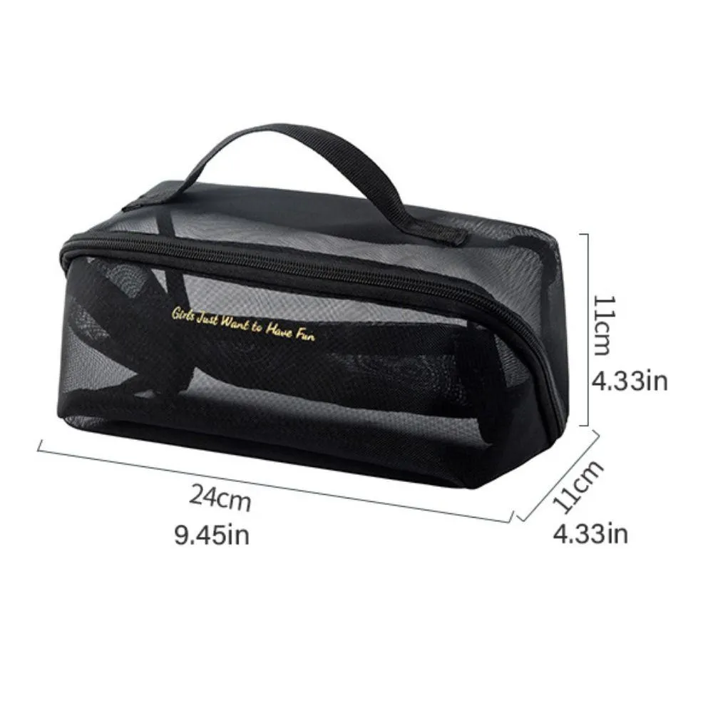 Portable Mesh Cosmetic Bag Transparent Simple Toiletry Bag for Makeup Storage And Travel Organizer | - | White