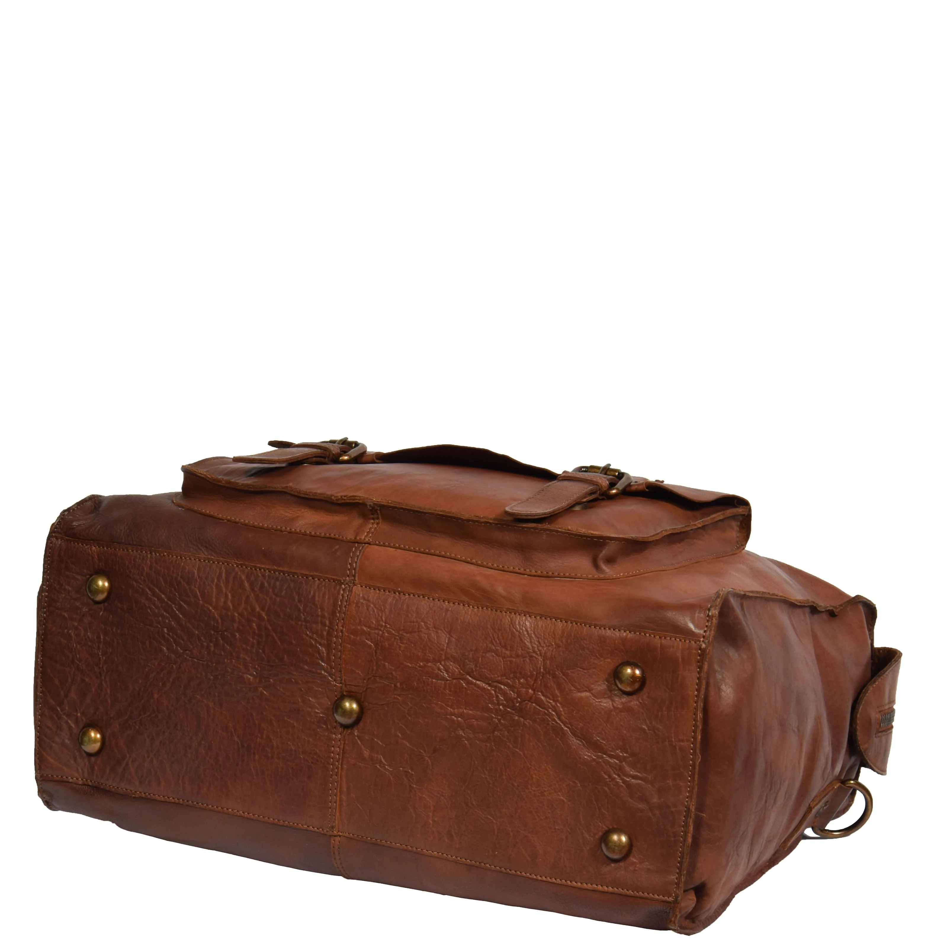 Real Leather Holdall Weekend Cabin Bag Bali Rust
