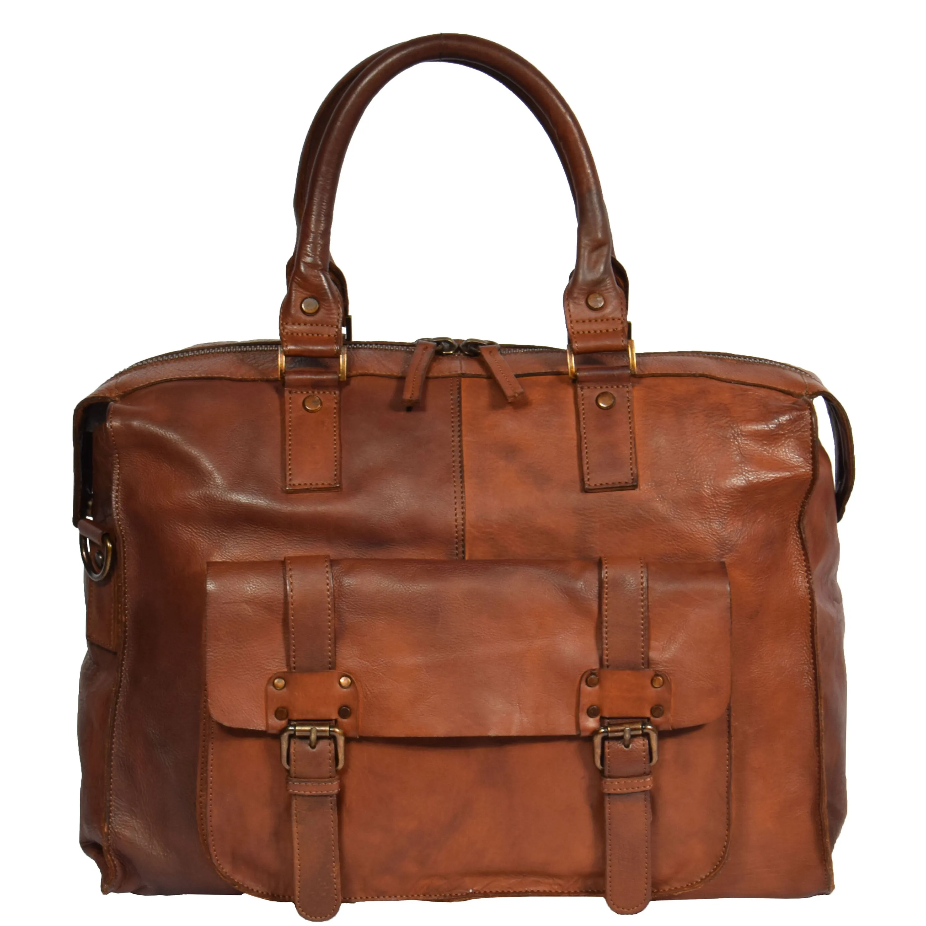 Real Leather Holdall Weekend Cabin Bag Bali Rust