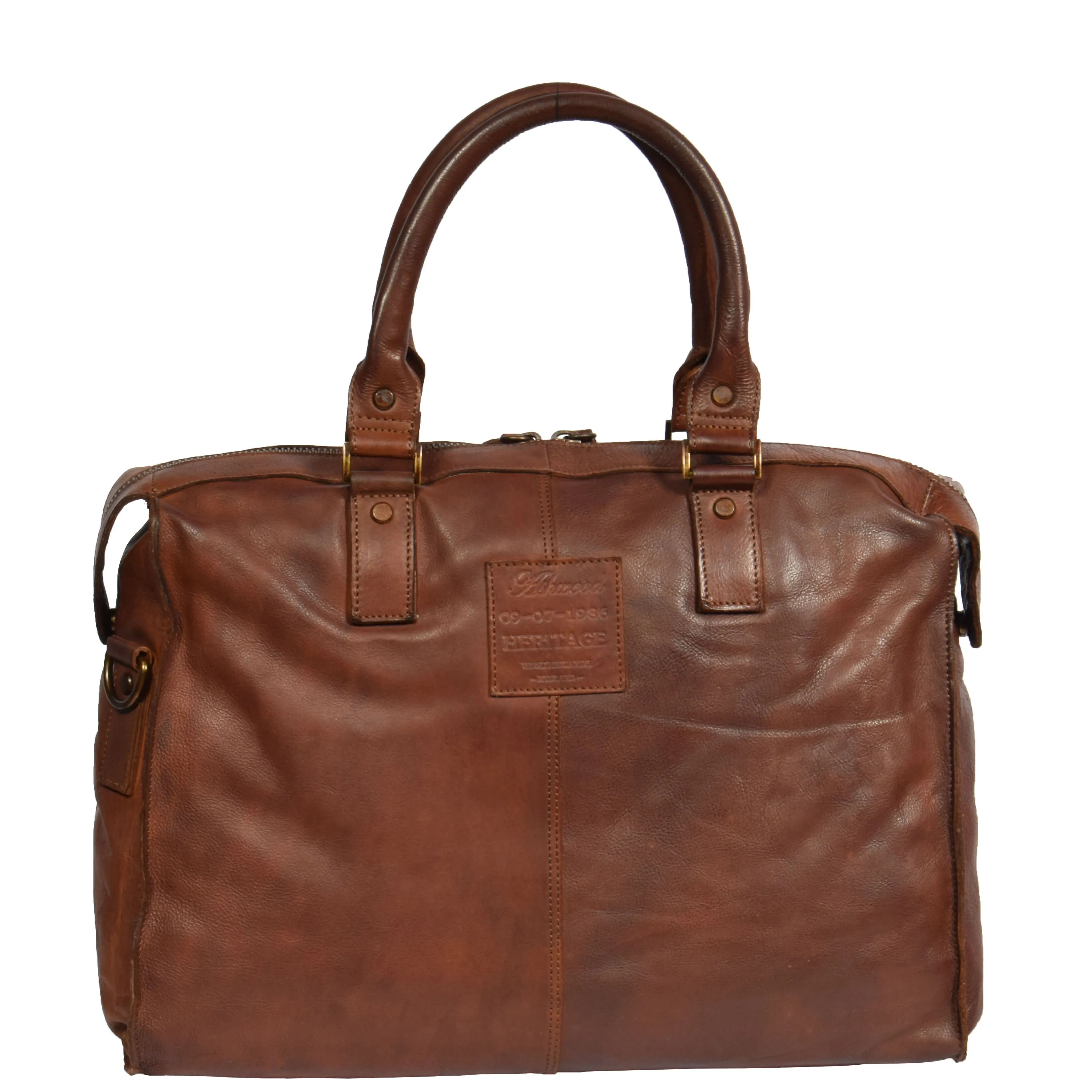 Real Leather Holdall Weekend Cabin Bag Bali Rust