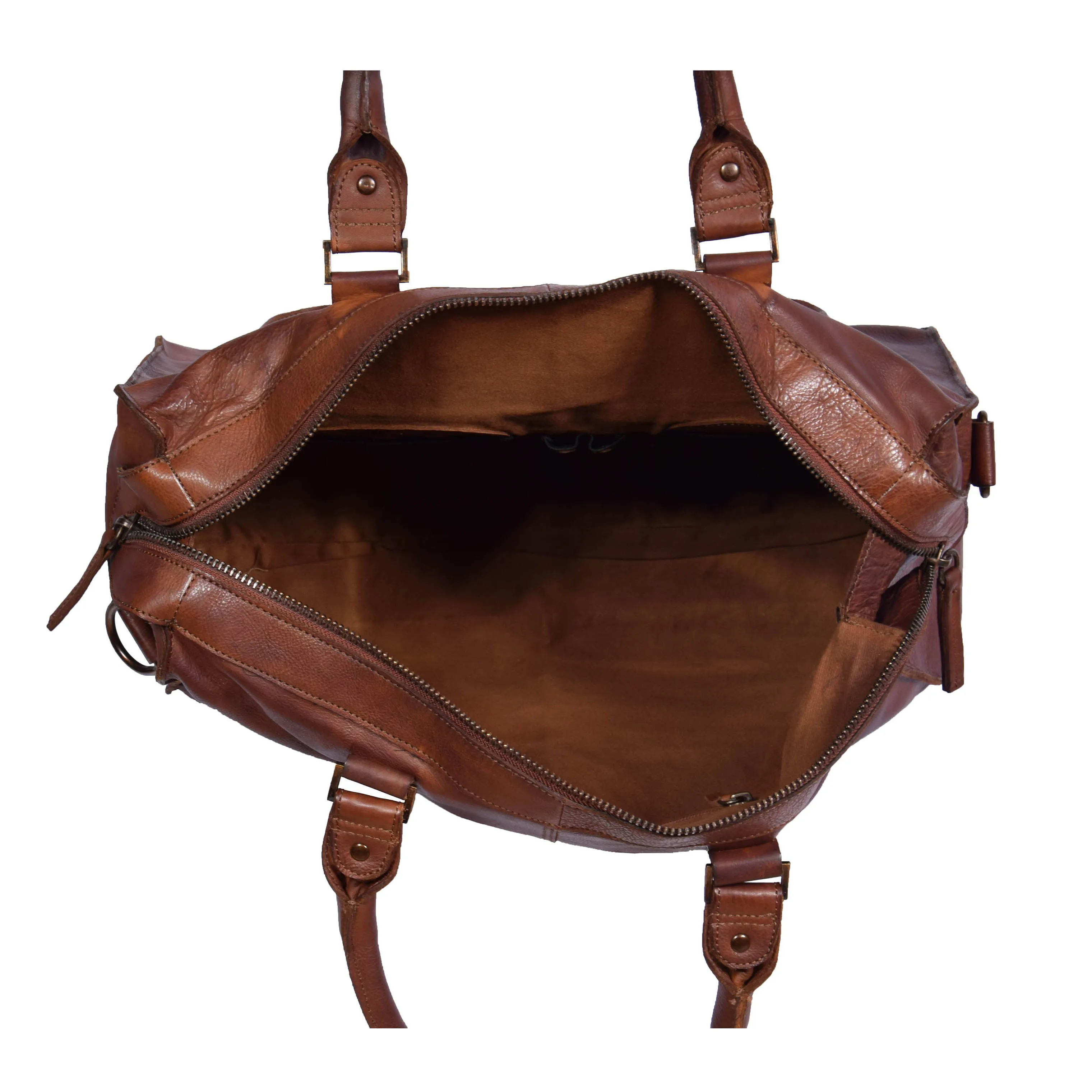 Real Leather Holdall Weekend Cabin Bag Bali Rust