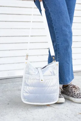 SALE! Lake Tahoe Metallic Ivory Puffy Crossbody