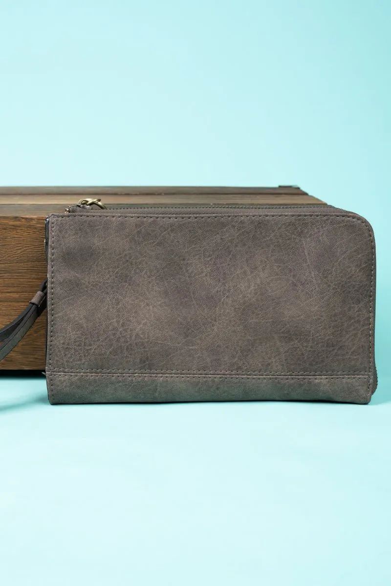 SALE! NGIL Taupe Gray Faux Leather Cassi Clutch