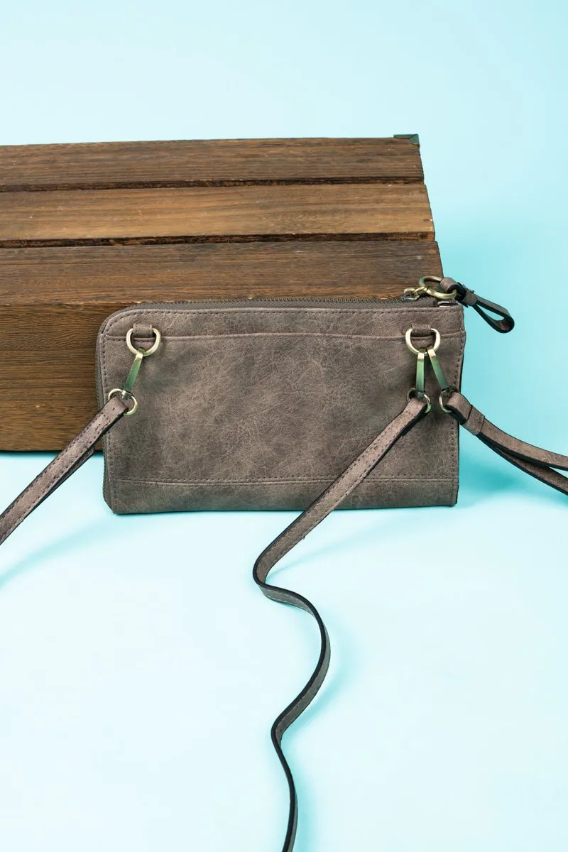 SALE! NGIL Taupe Gray Faux Leather Cassi Clutch