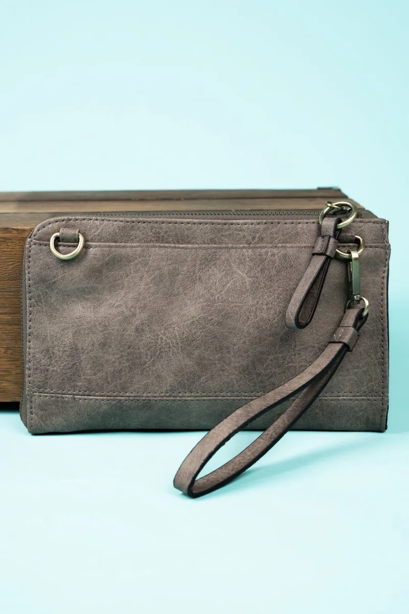 SALE! NGIL Taupe Gray Faux Leather Cassi Clutch