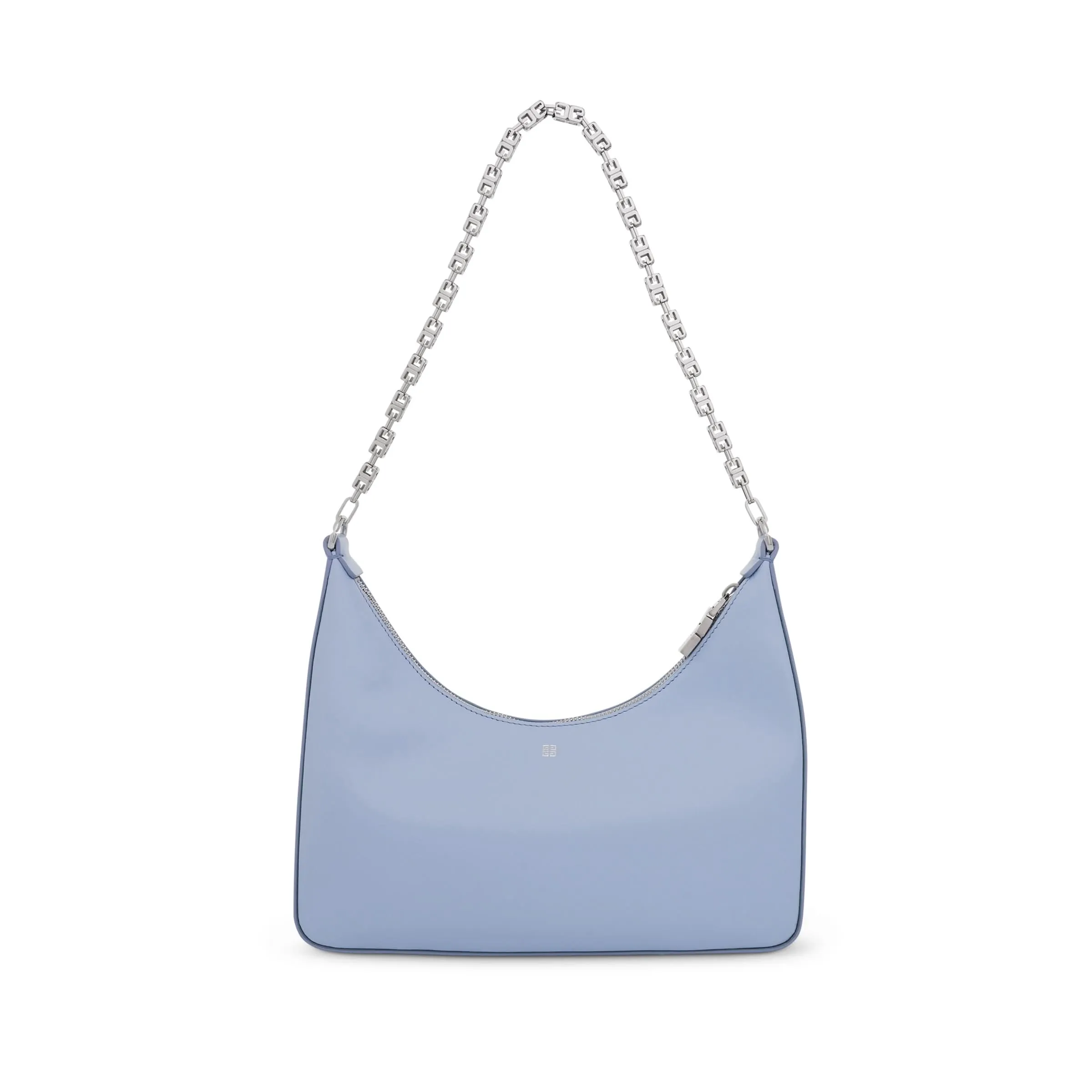 Small Moon Cut Out Bag in Calf Leather in Baby Blue