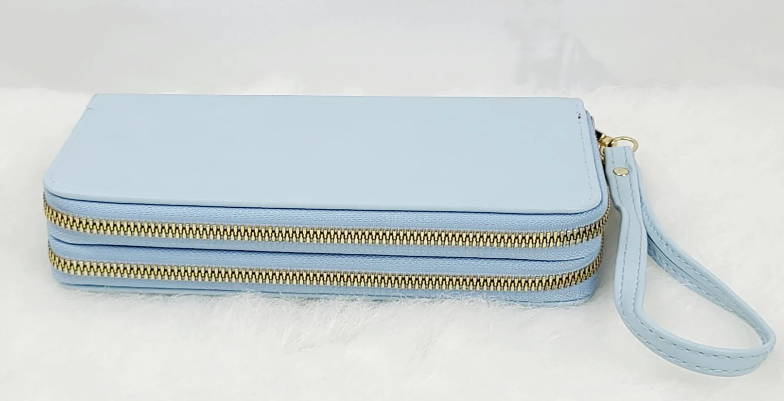 Solid Double Zipped Wallets