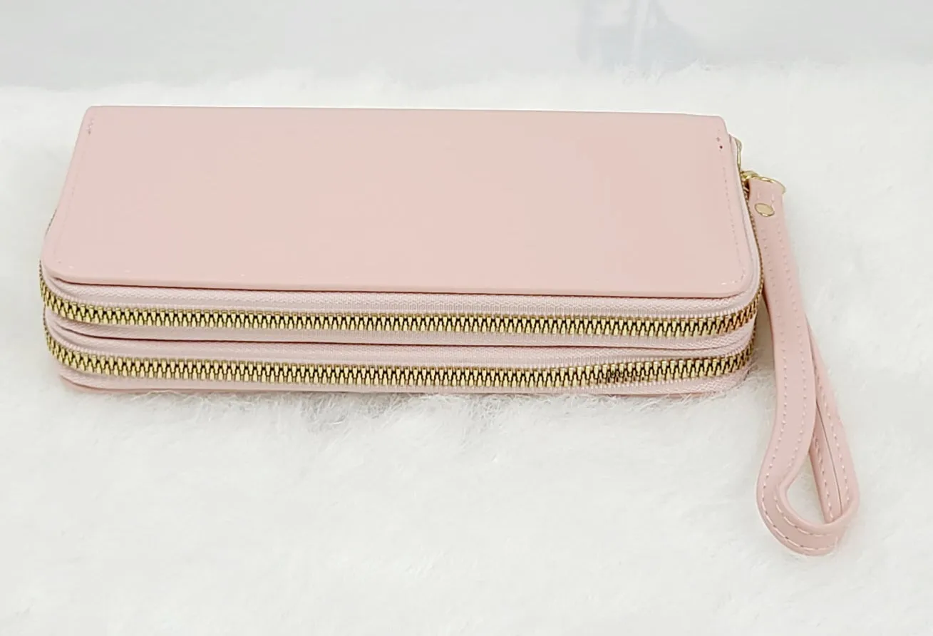 Solid Double Zipped Wallets
