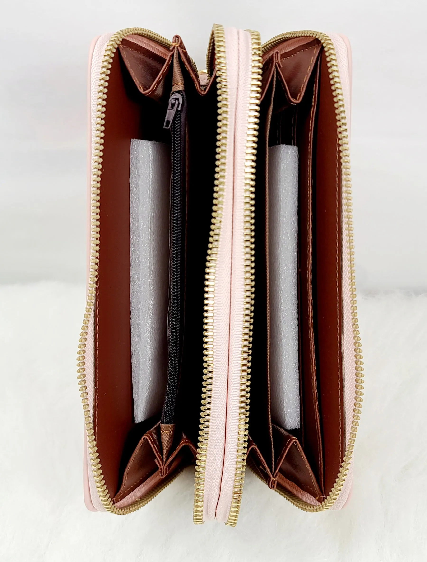 Solid Double Zipped Wallets
