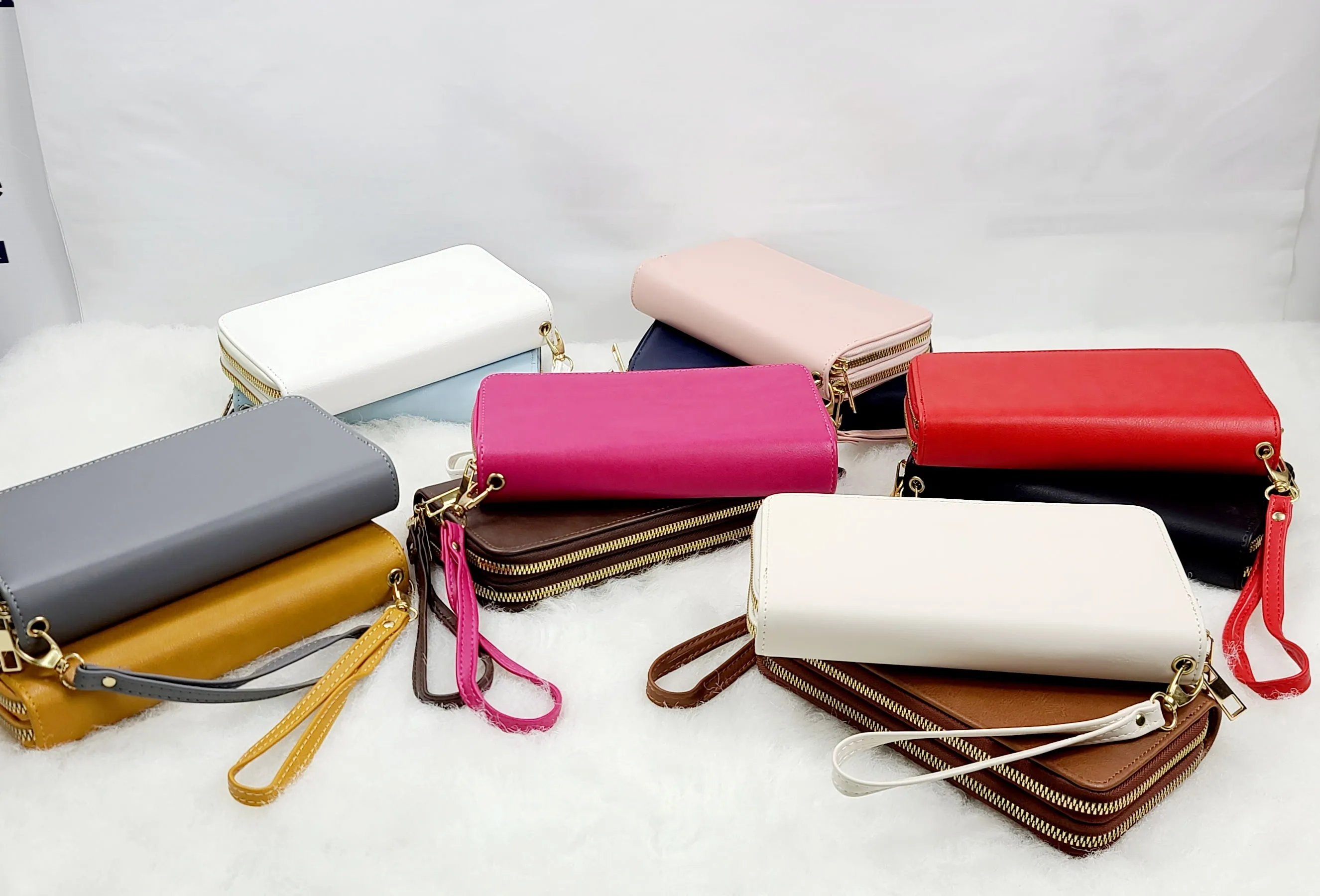 Solid Double Zipped Wallets
