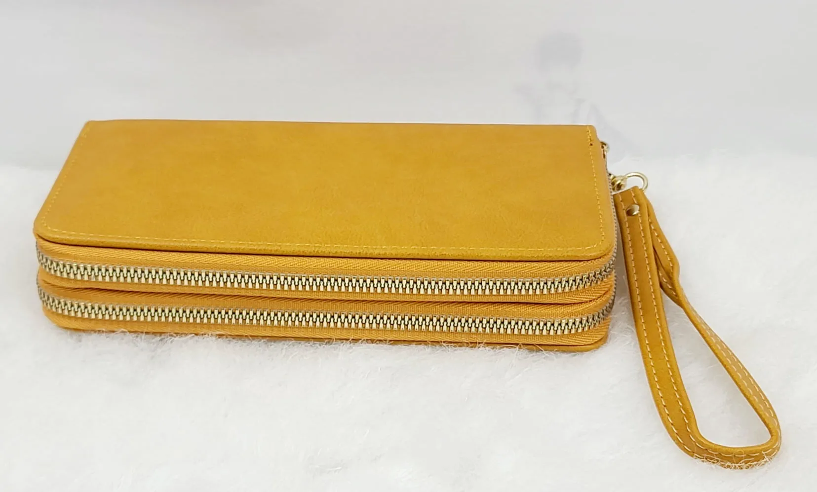 Solid Double Zipped Wallets