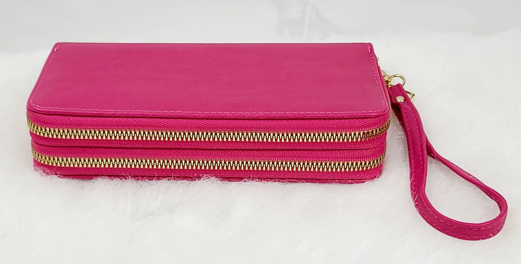 Solid Double Zipped Wallets