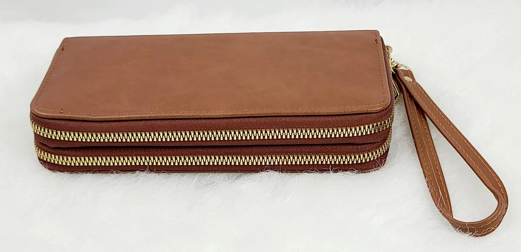 Solid Double Zipped Wallets