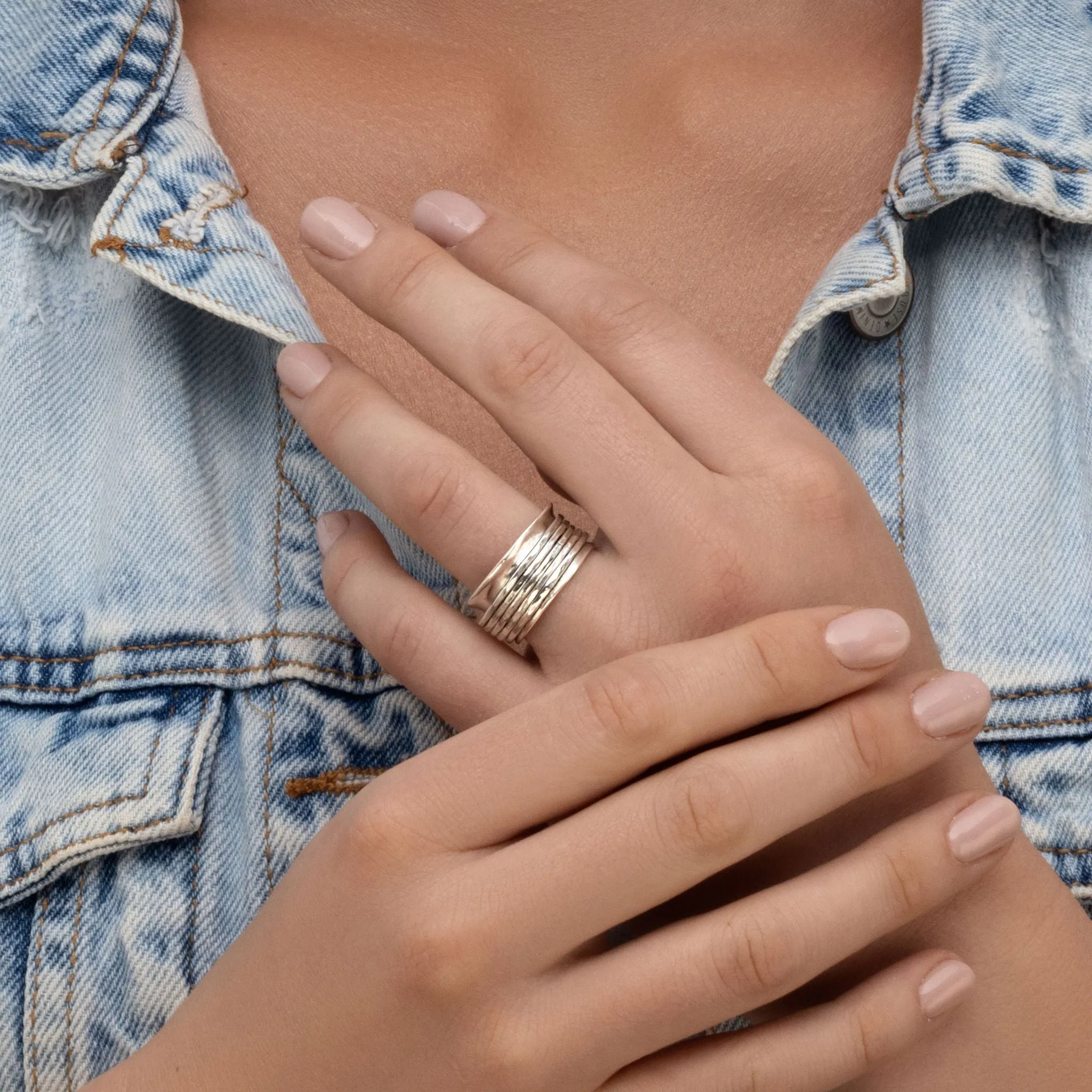 Sterling Silver Hammered Spinner Ring