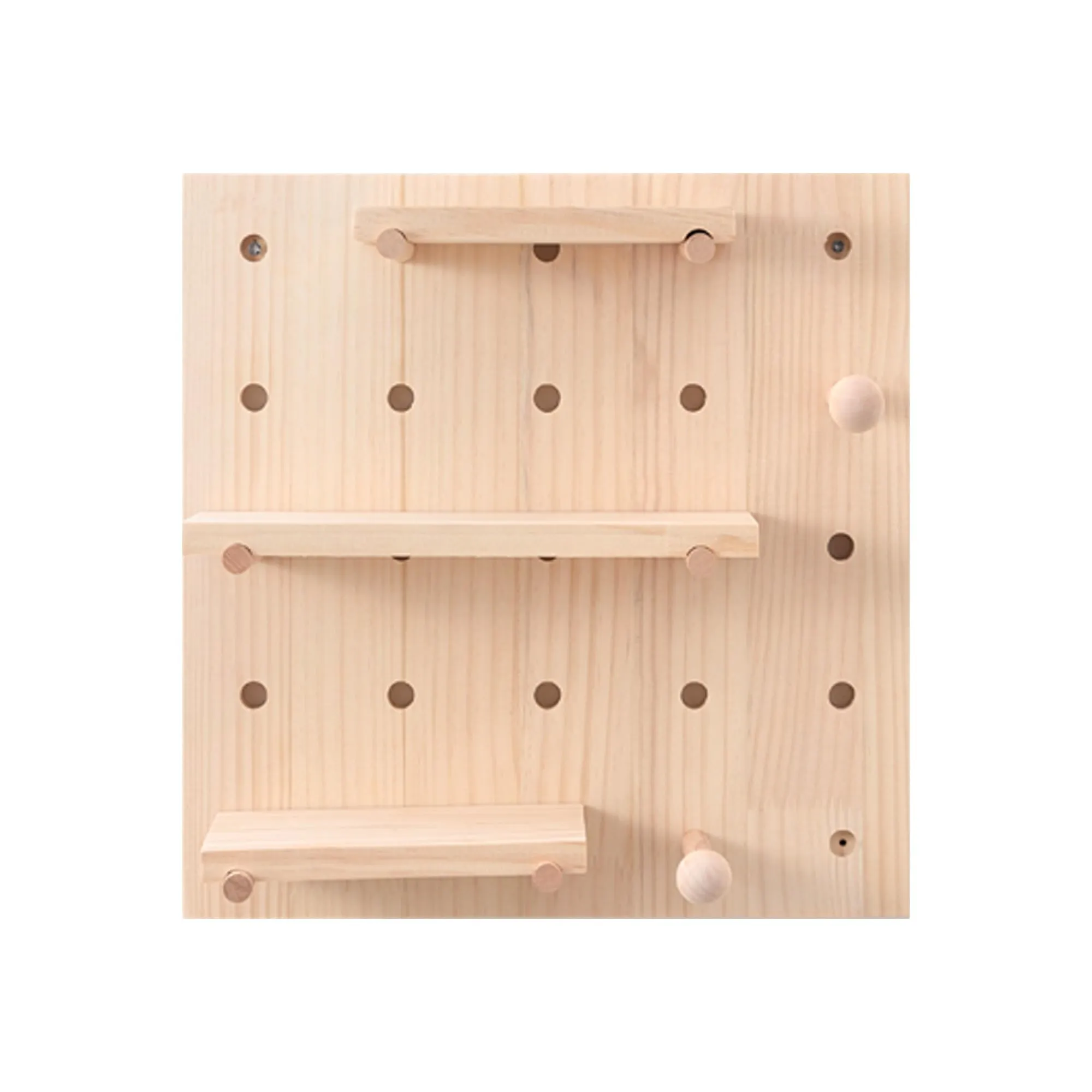The Better Home Pinewood Pegboard Wall Organizer(16 * 16inch) Wooden Shelf for Wall | Wall Shelf for Living Room, Office, Bedroom | Wall Hanging Shelf | Wooden Key Holder for Wall | Storage Organizer