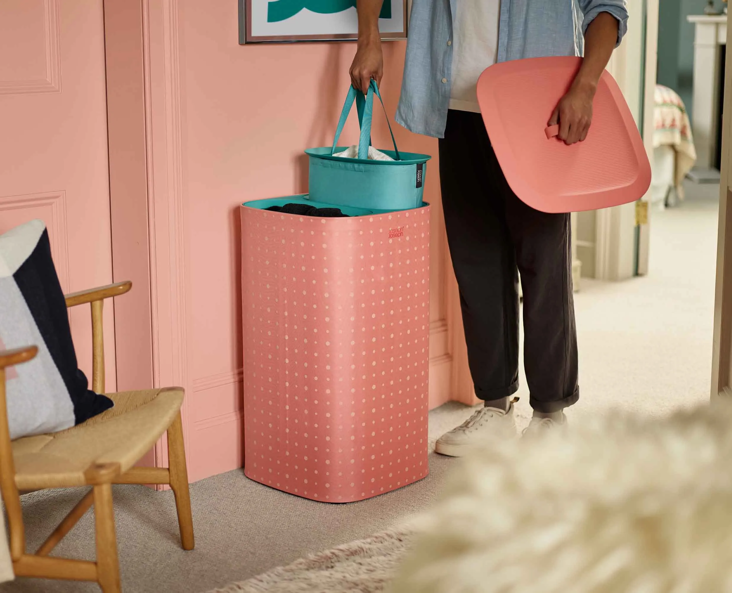 Tota Pop 60L Coral Laundry Separation Basket