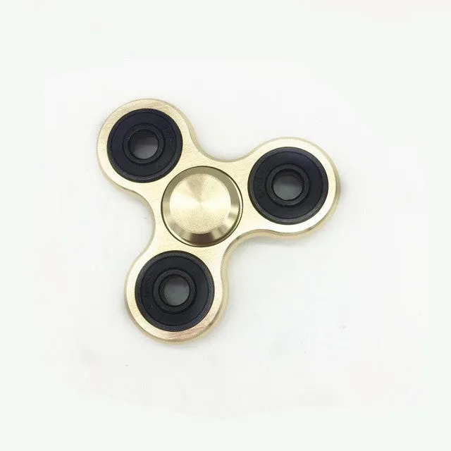 Tri-Spinner Fidget Toy Brushed plating aluminum alloy EDC Hand Spinner For Autism and  Rotation Time Long Anti Stress Toys