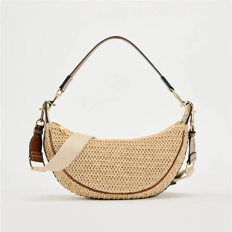UAKISS  -  Ladies Summer Straw Woven Crossbody Bag Women Beach Holiday Shopping Woven Shoulder Handbag Messenger Purses for Women Bags