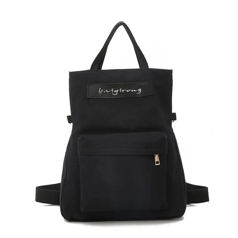UAKISS  -  Multi Purpose Canvas Bag College Style Shoulder Messenger Bags Simple Color Matching Large Capacity Handbag Portable Tote