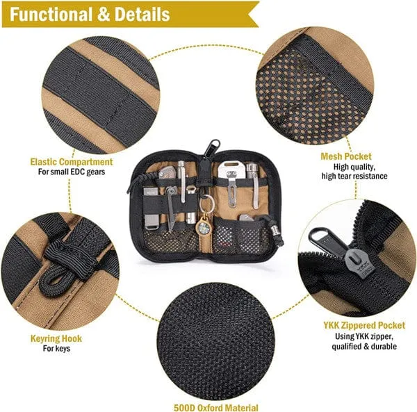 VE10 EDC Tool Pouch, Small EDC Organizer Pouch with 7 Pockets
