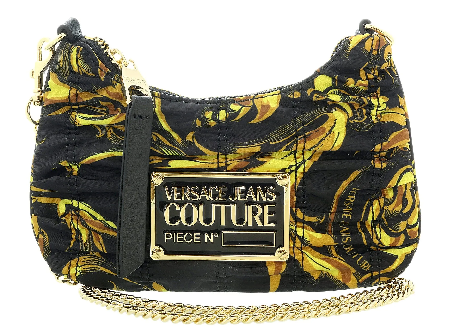 Versace Jeans Couture Black/Gold  Mini Boho Ruched Nylon Crossbody Bag
