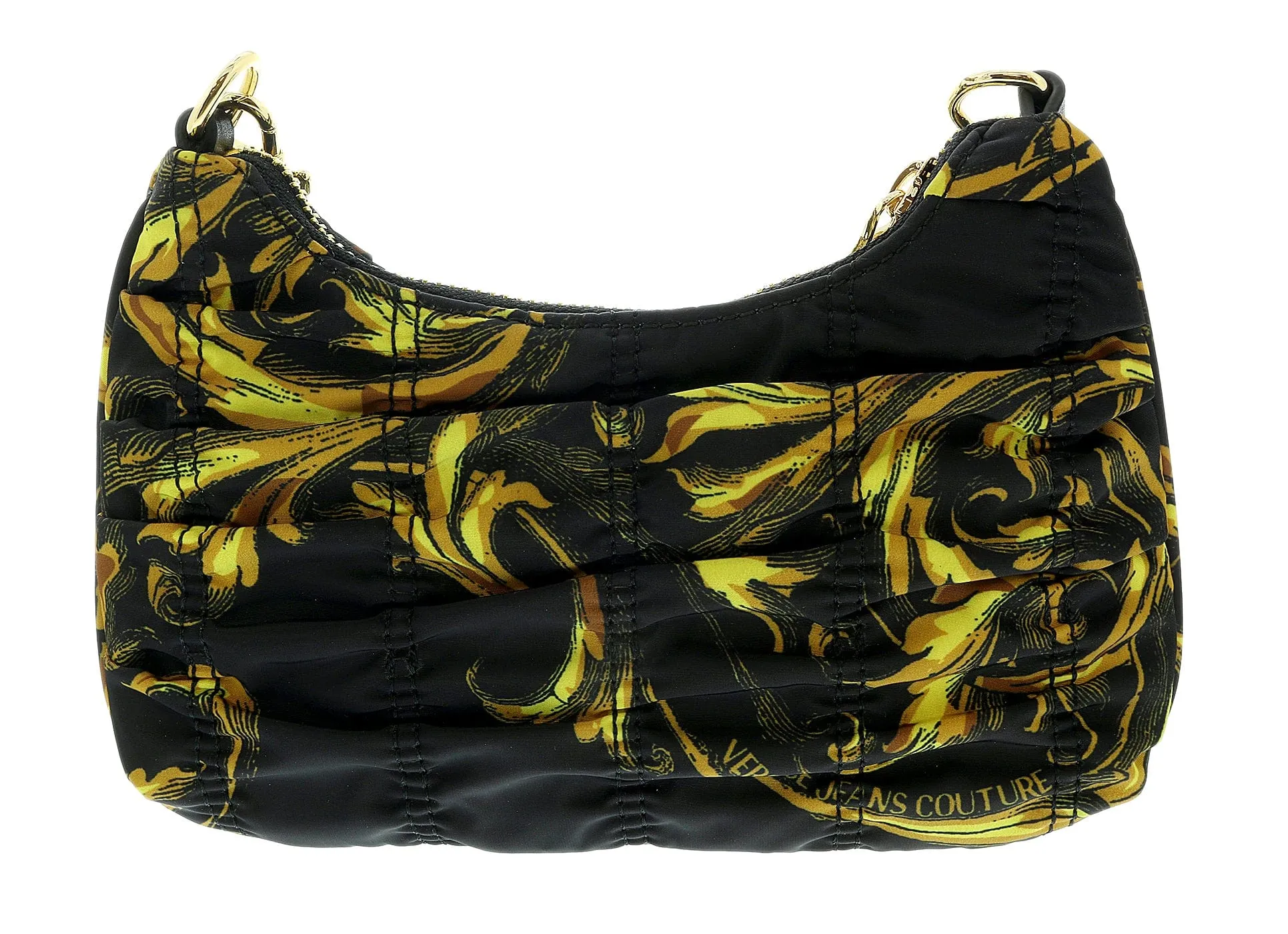 Versace Jeans Couture Black/Gold  Mini Boho Ruched Nylon Crossbody Bag