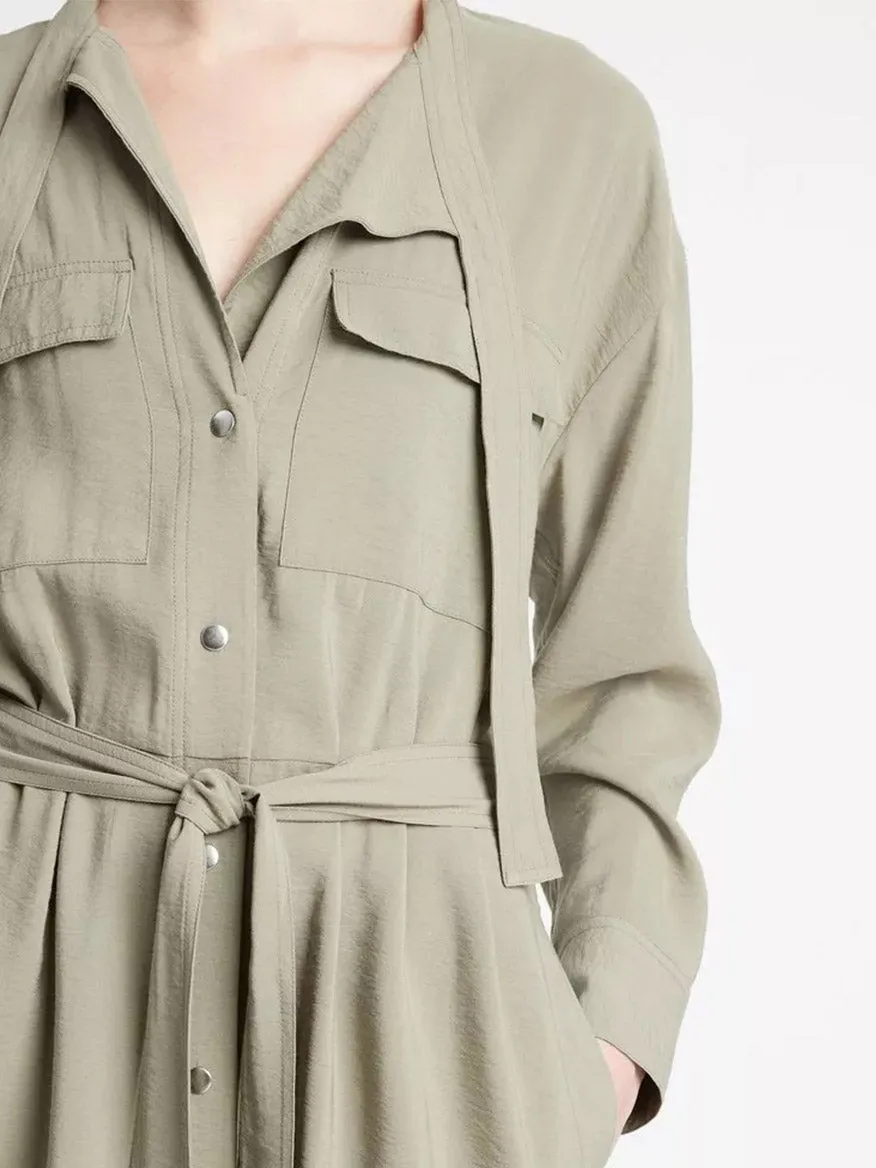 Vince Soft Utility Shirt Dress in Sea Fern