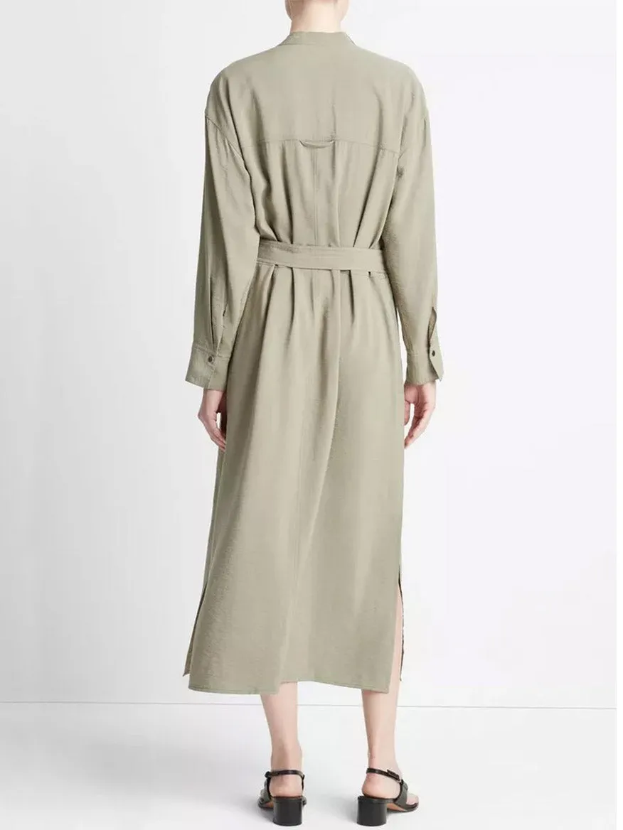 Vince Soft Utility Shirt Dress in Sea Fern