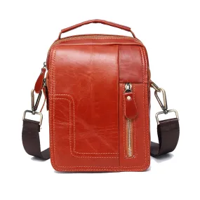 Woosir Vintage Red-Brown Leather Messenger Bag for Men