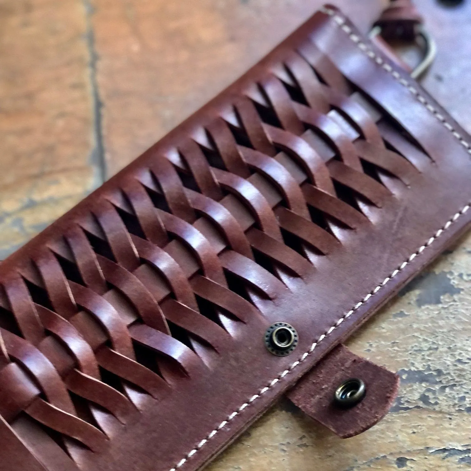 Woven Leather Fishtail Wallet - USA Made