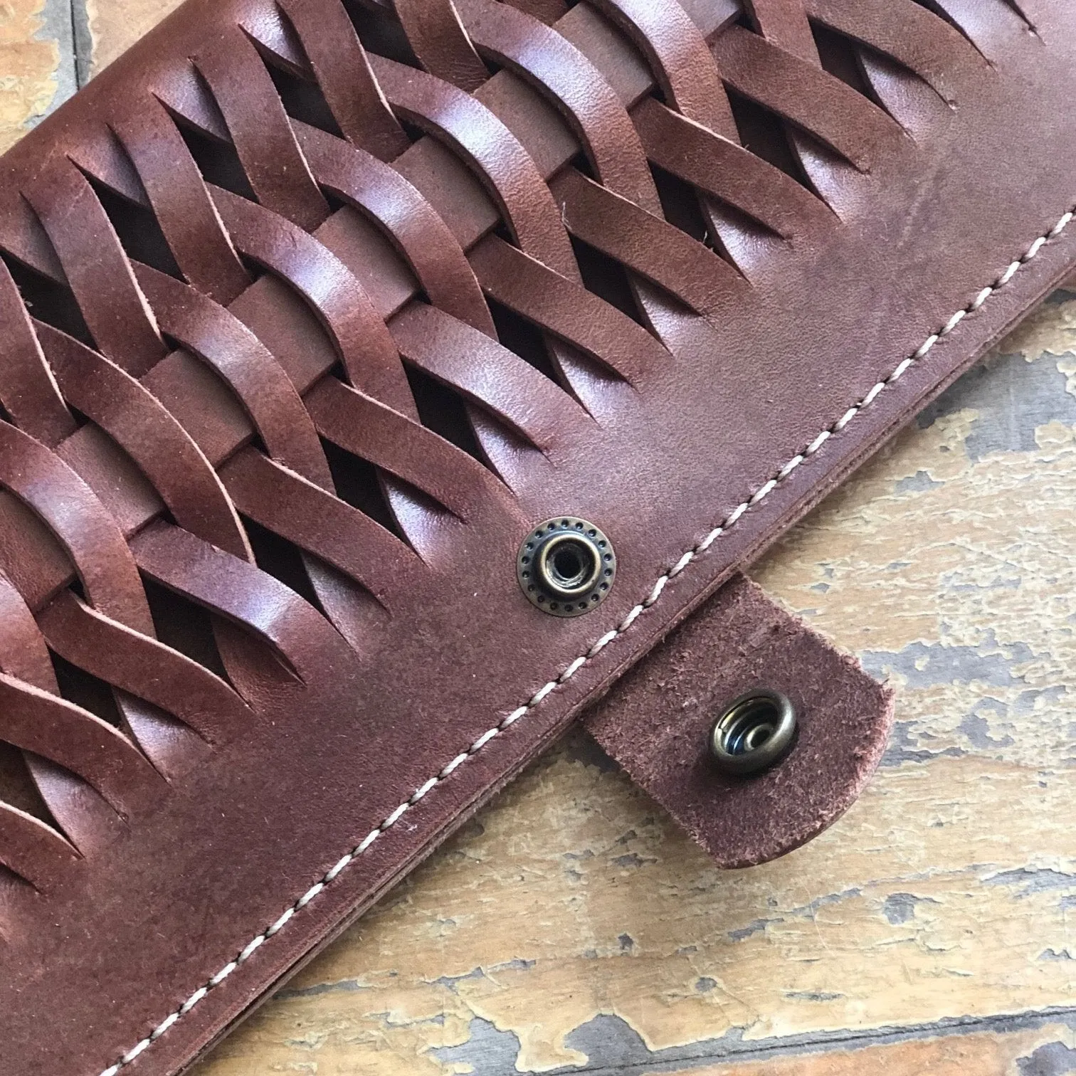 Woven Leather Fishtail Wallet - USA Made