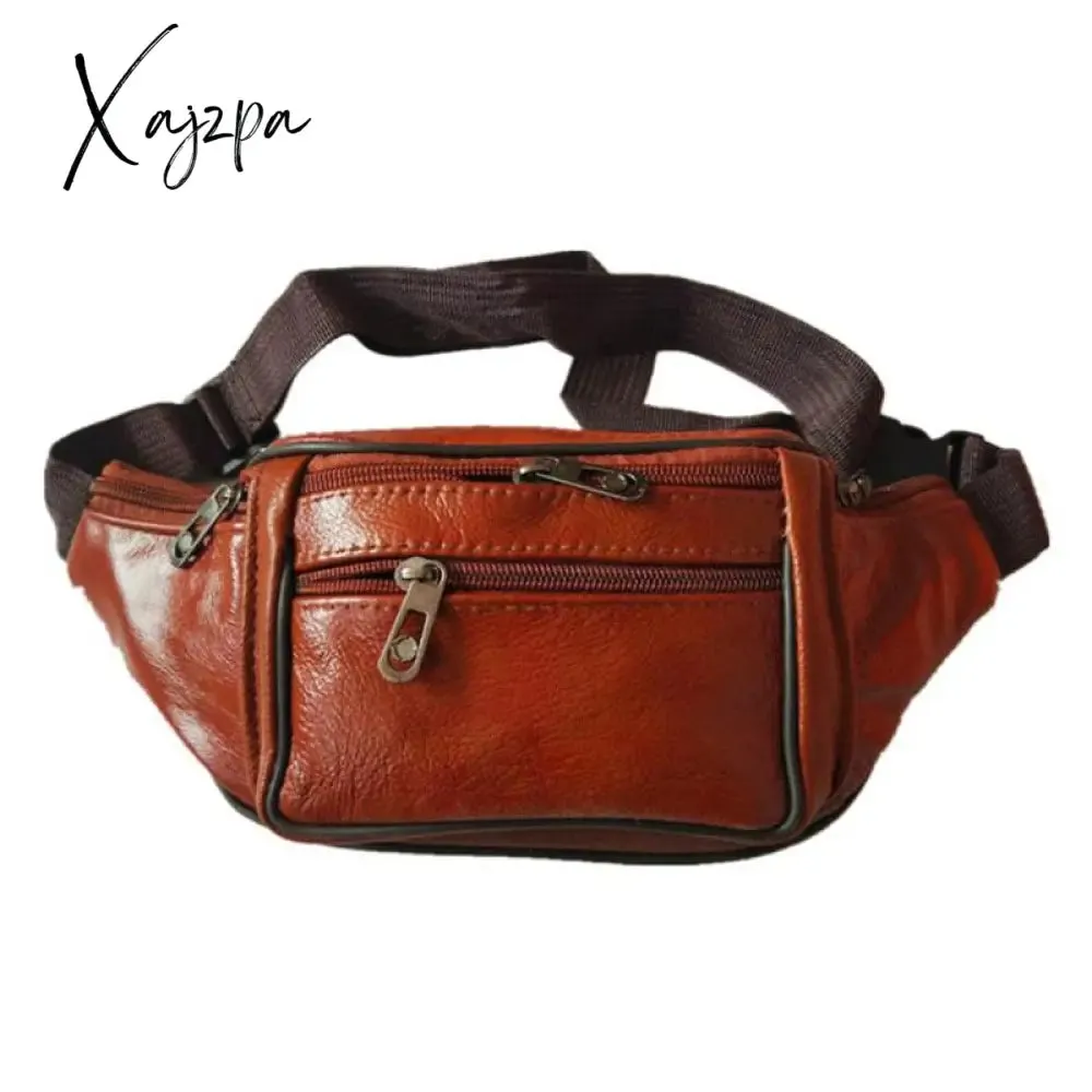 Xajzpa - Brand Fashion Men Genuine Leather Waist Packs Men Organizer Travel Waist Pack Necessity Waist belt Mobile Phone Bag