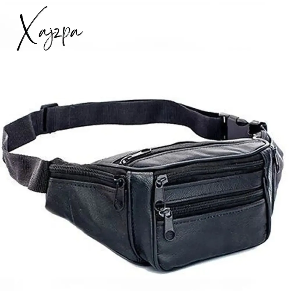 Xajzpa - Brand Fashion Men Genuine Leather Waist Packs Men Organizer Travel Waist Pack Necessity Waist belt Mobile Phone Bag