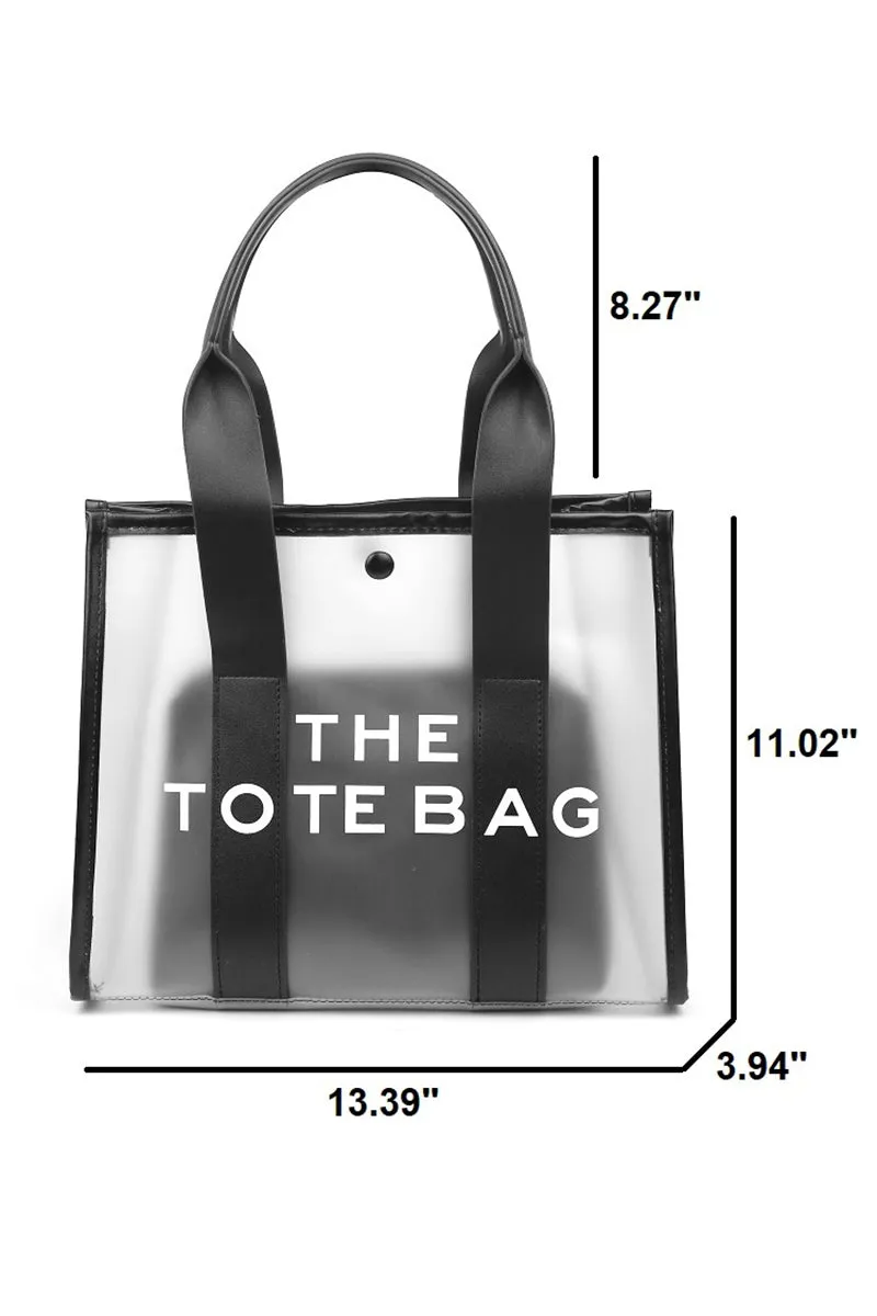 Zenana Black Transparent The Tote Bag & Pouch Set