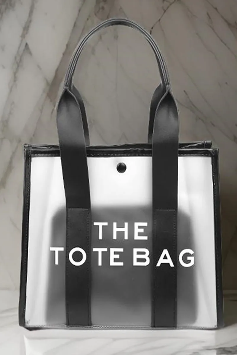 Zenana Black Transparent The Tote Bag & Pouch Set